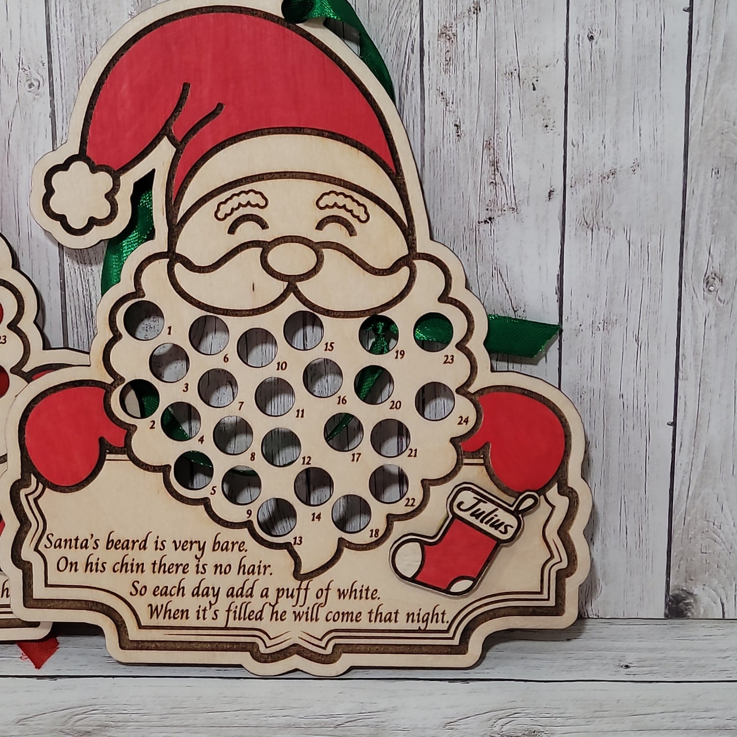 Personalized Santa Beard Countdown Advent Calendar Ornament