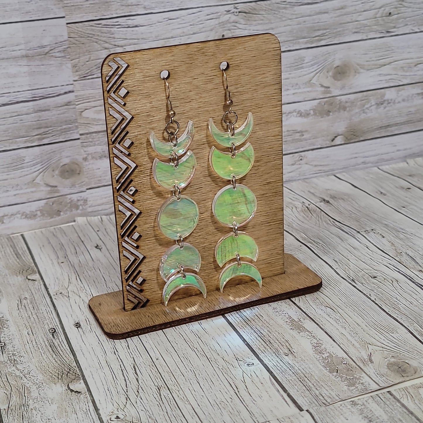 Moon Phase Dangle Earrings – Iridescent Lunar Jewelry