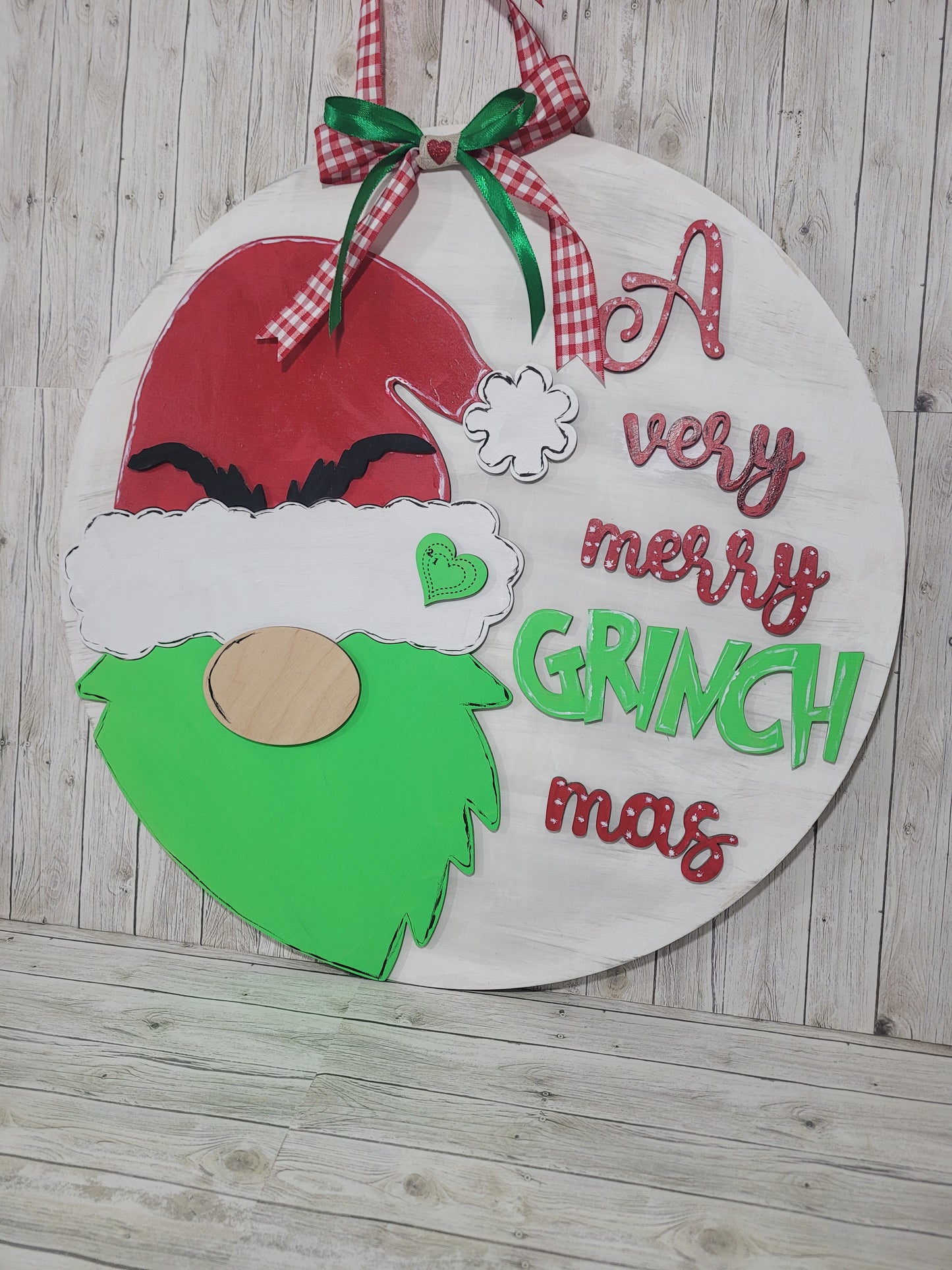A Very Merry Grinchmas Wooden Door Hanger – Holiday Wall Sign