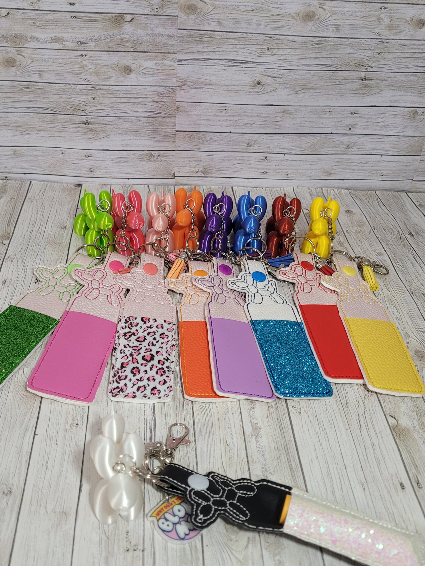 3D Printed Balloon Dog Keychain with Embroidered Chapstick Holder – Fun Gift Set