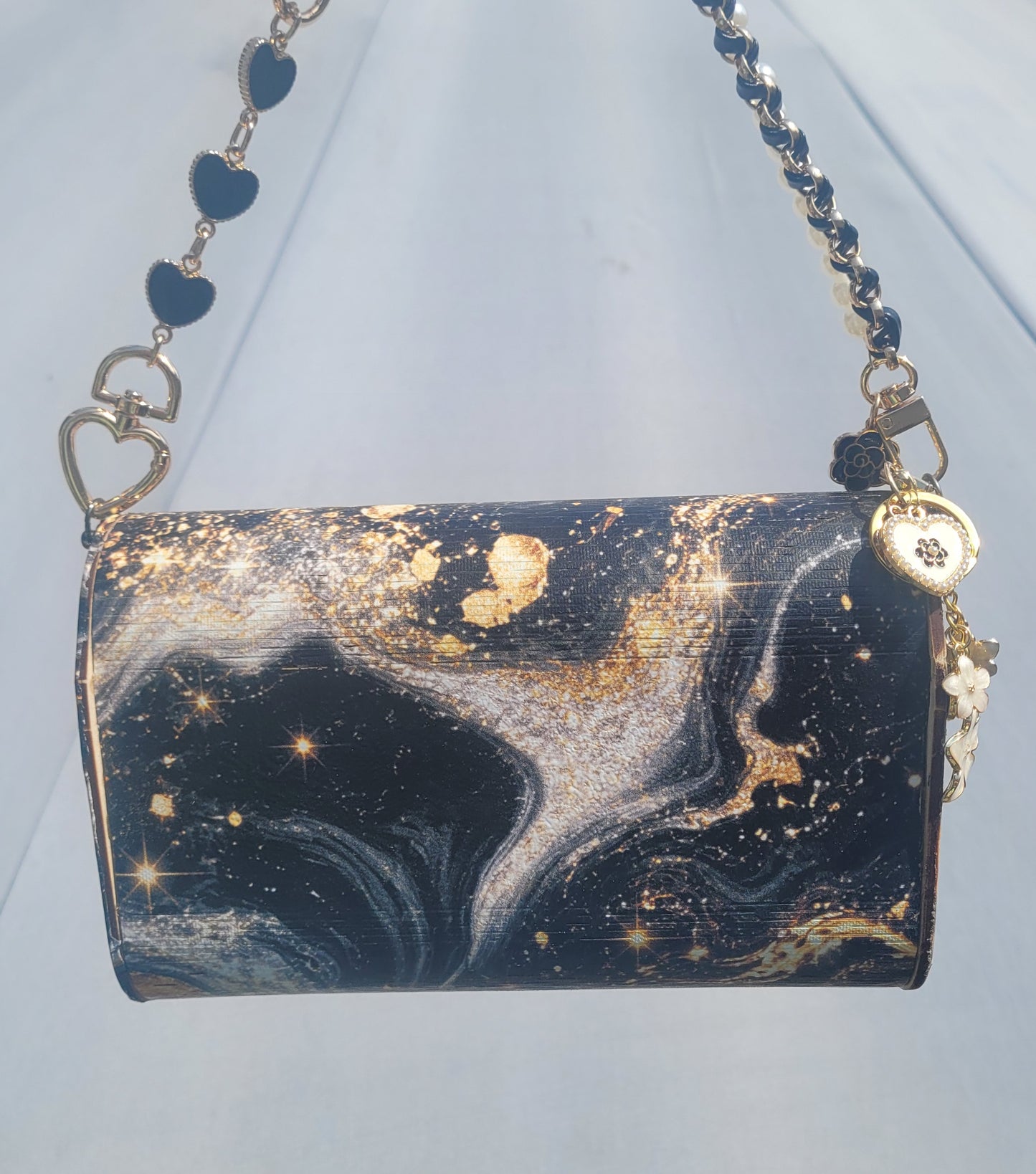 Black & Gold Luxe Marble Clutch Purse