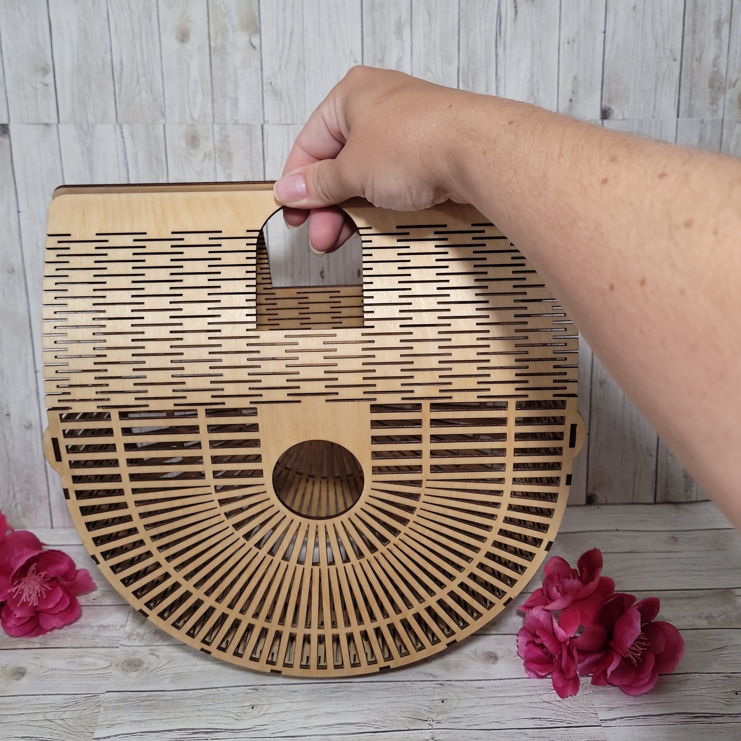 Half moon purse, Wooden purse