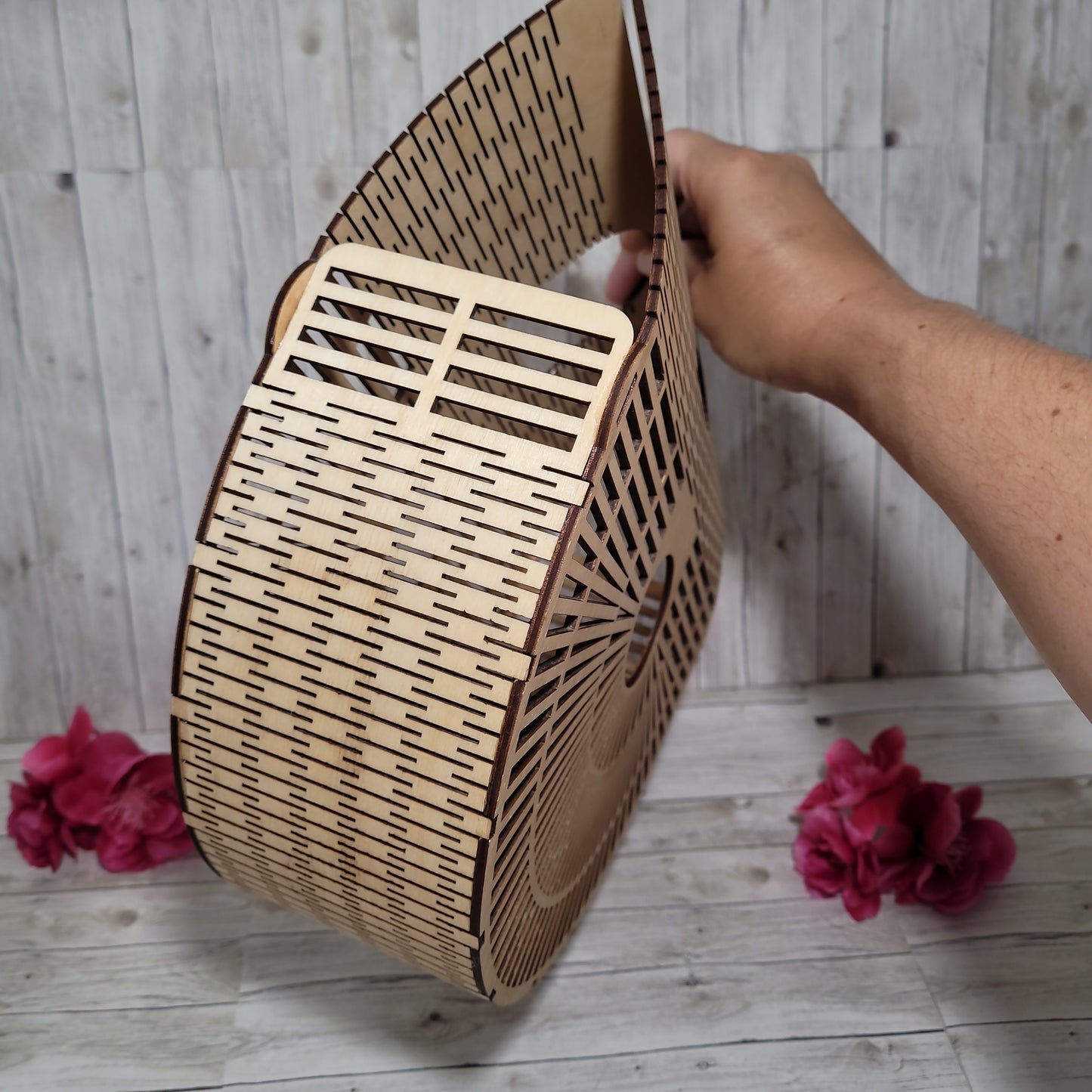 Half moon purse, Wooden purse