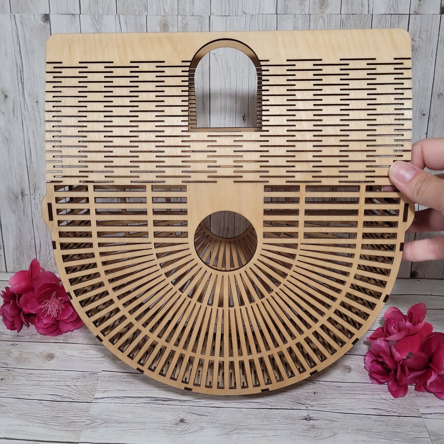 Half moon purse, Wooden purse