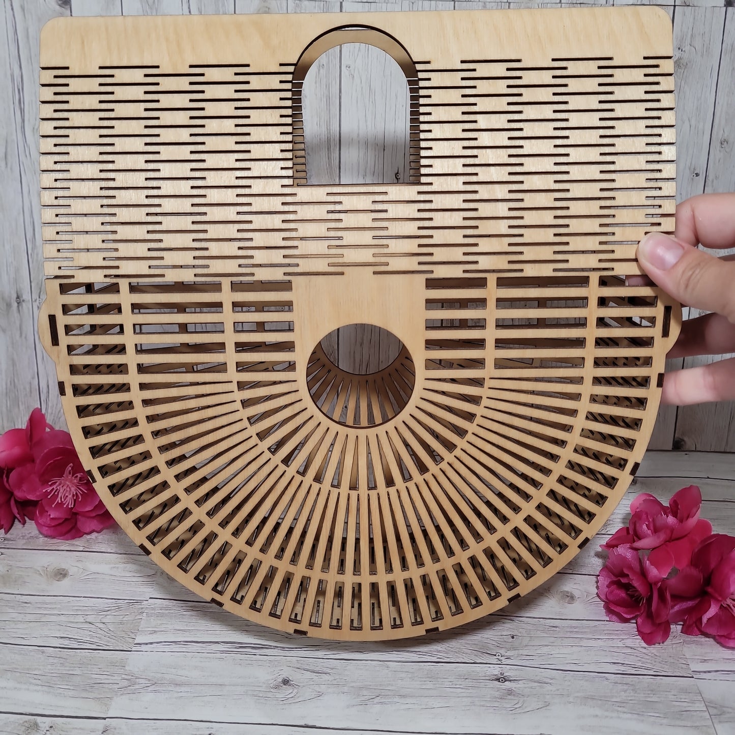 Half moon purse, Wooden purse