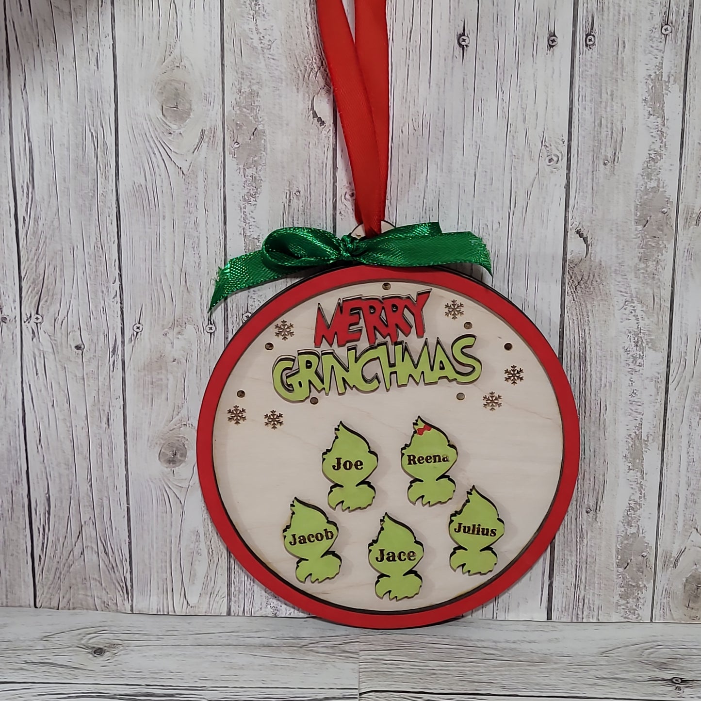 Personalized Holiday Family Ornament – Custom Green Character Design