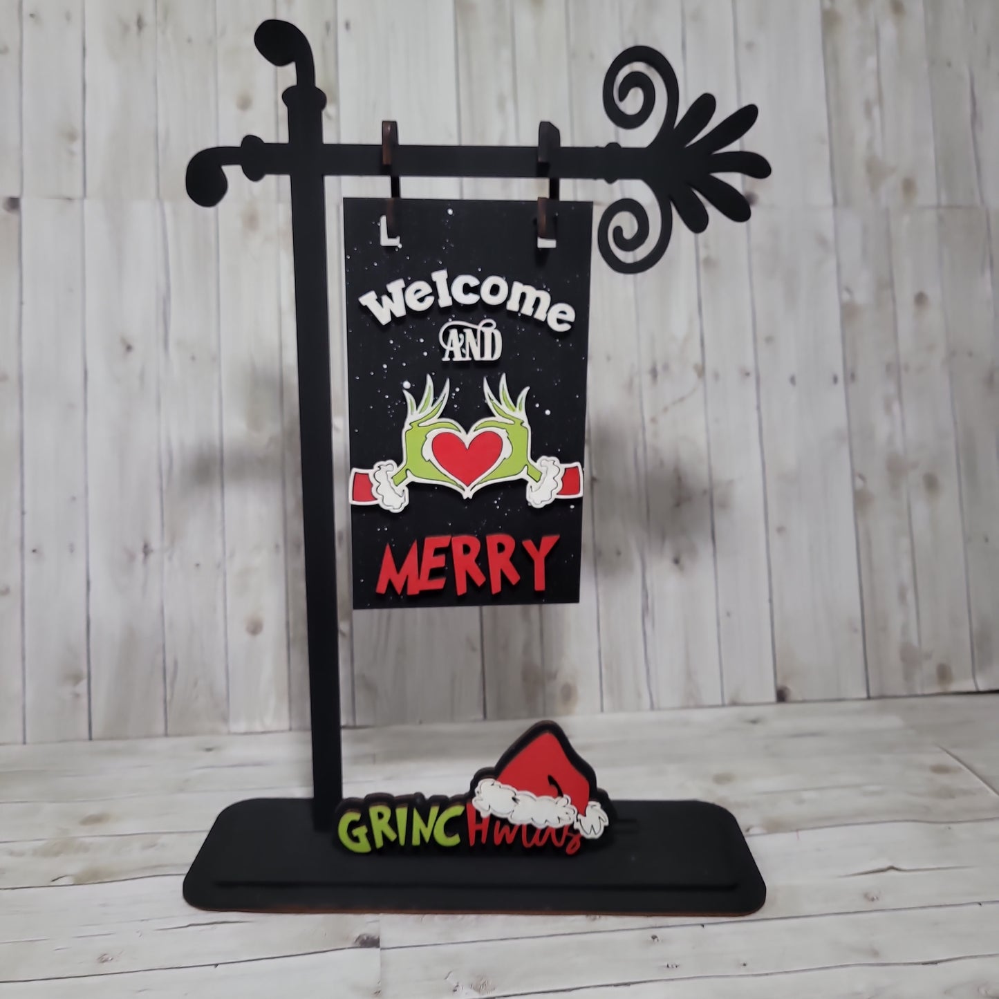 Whimsical Holiday Welcome Sign – Festive Tabletop Christmas Décor