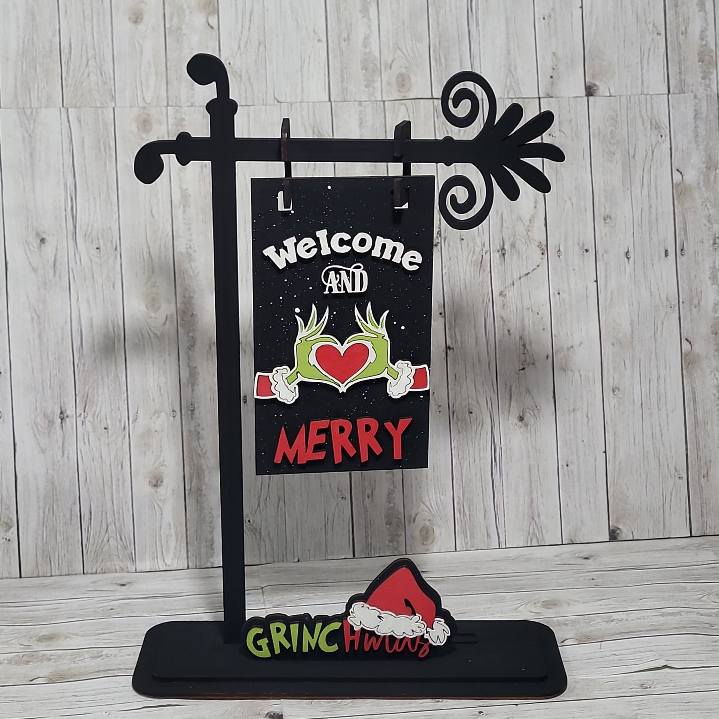 Whimsical Holiday Welcome Sign – Festive Tabletop Christmas Décor
