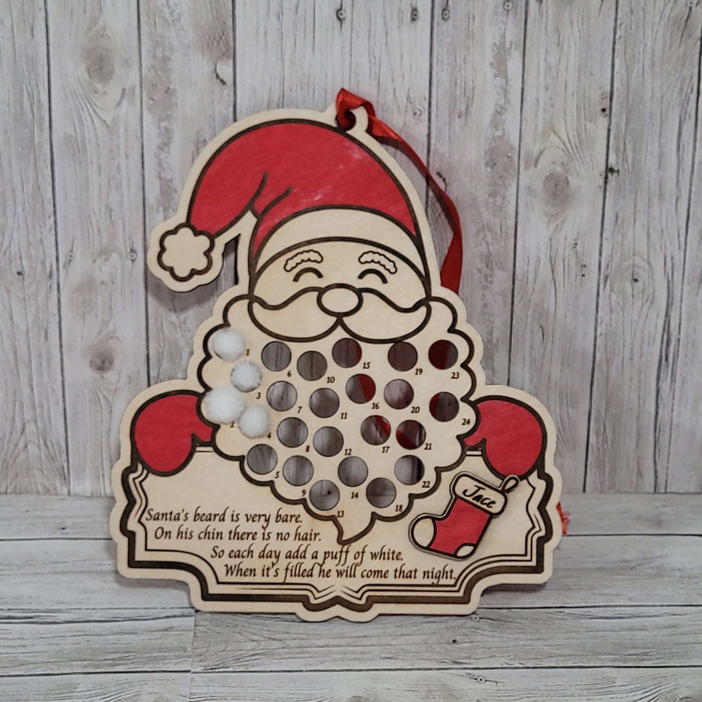Personalized Santa Beard Countdown Advent Calendar Ornament