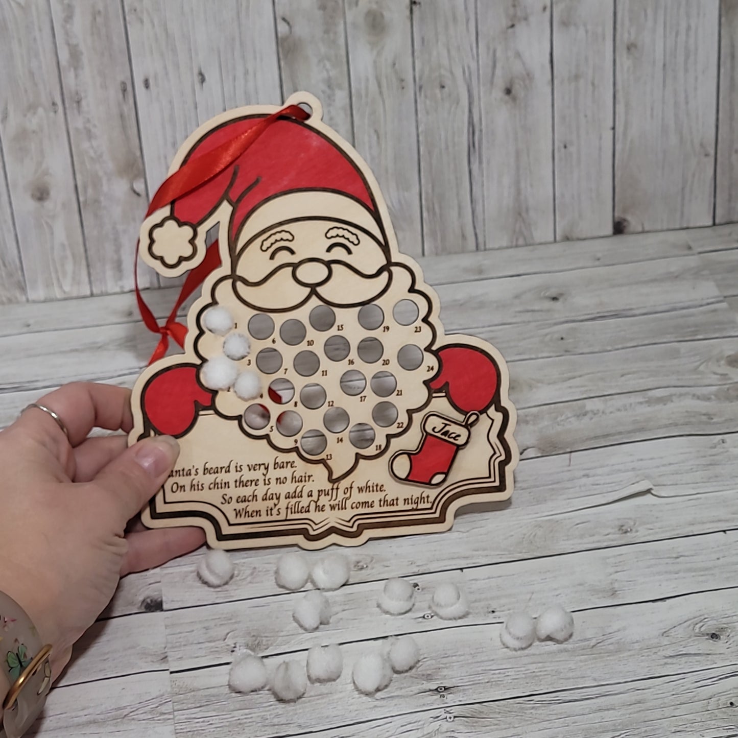Personalized Santa Beard Countdown Advent Calendar Ornament
