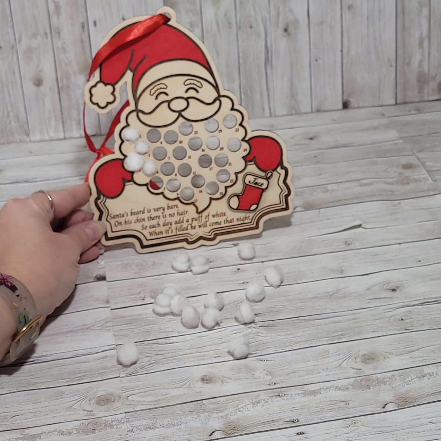 Personalized Santa Beard Countdown Advent Calendar Ornament