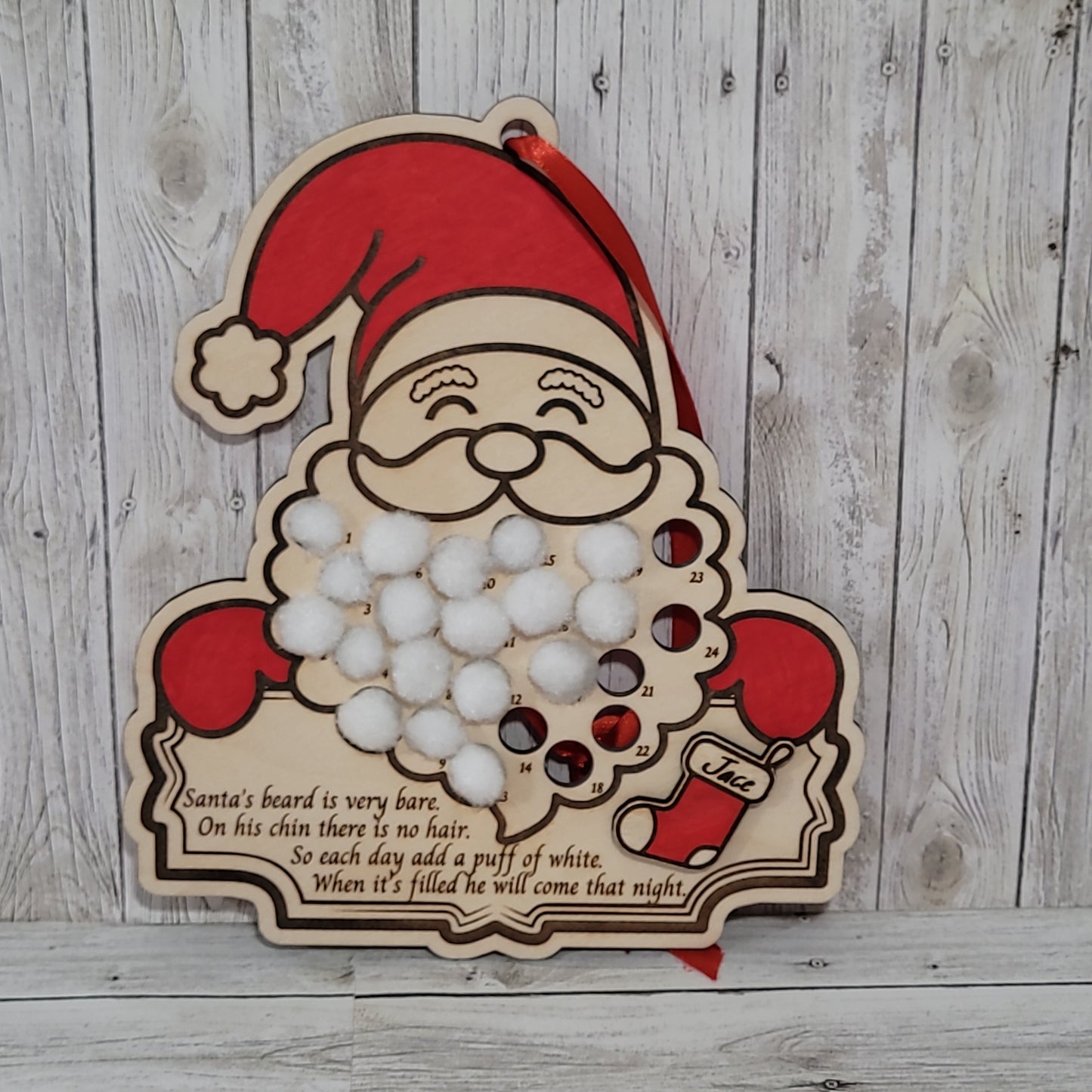 Personalized Santa Beard Countdown Advent Calendar Ornament
