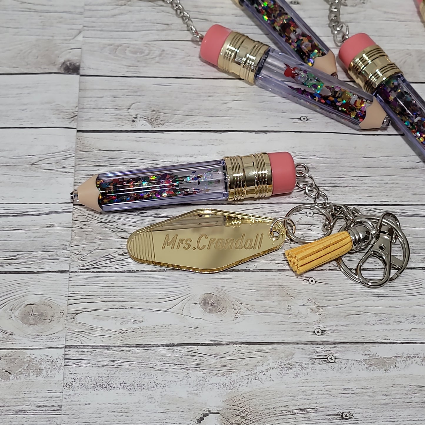 Personalized Glitter Pencil Keychain – Teacher Appreciation Gift