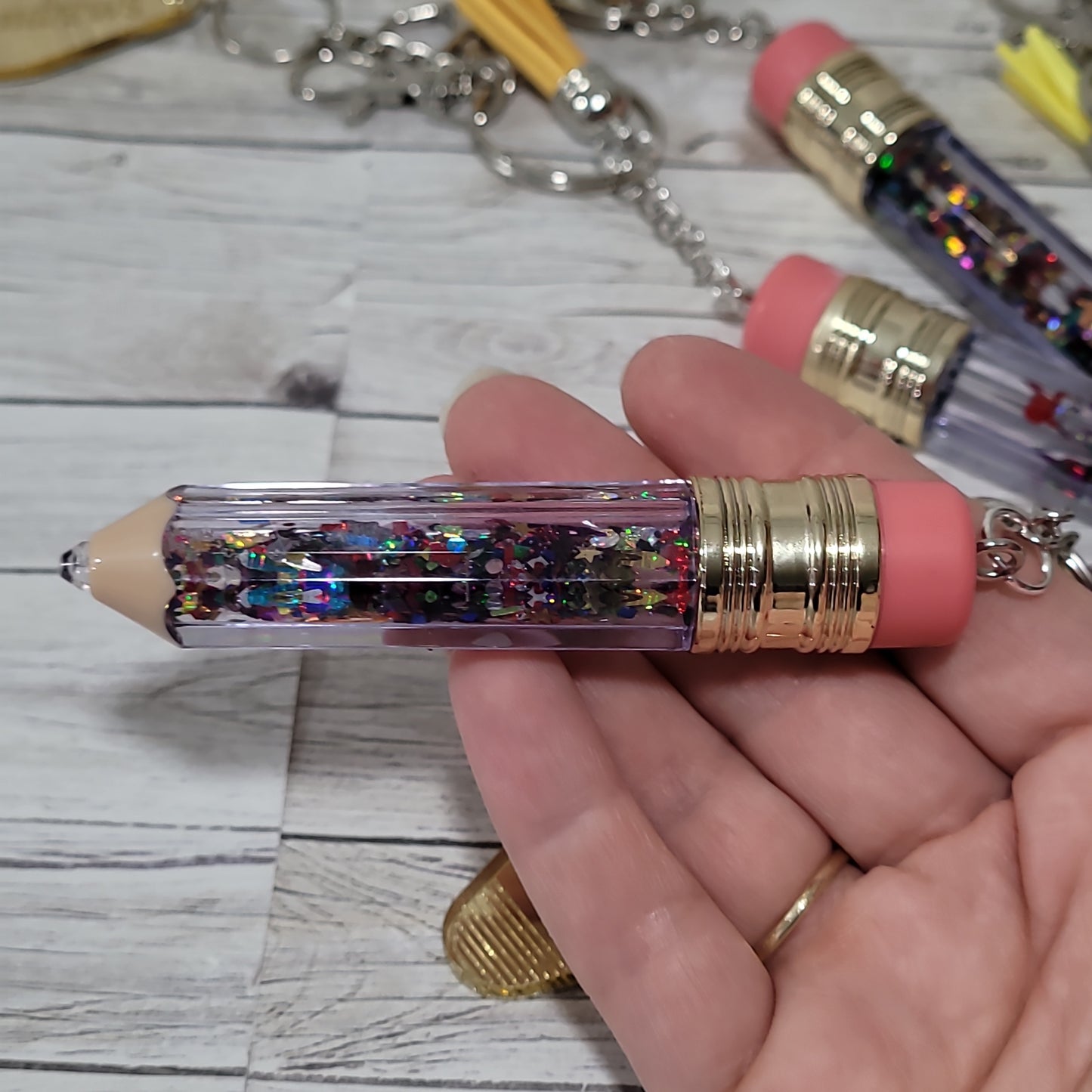 Personalized Glitter Pencil Keychain – Teacher Appreciation Gift