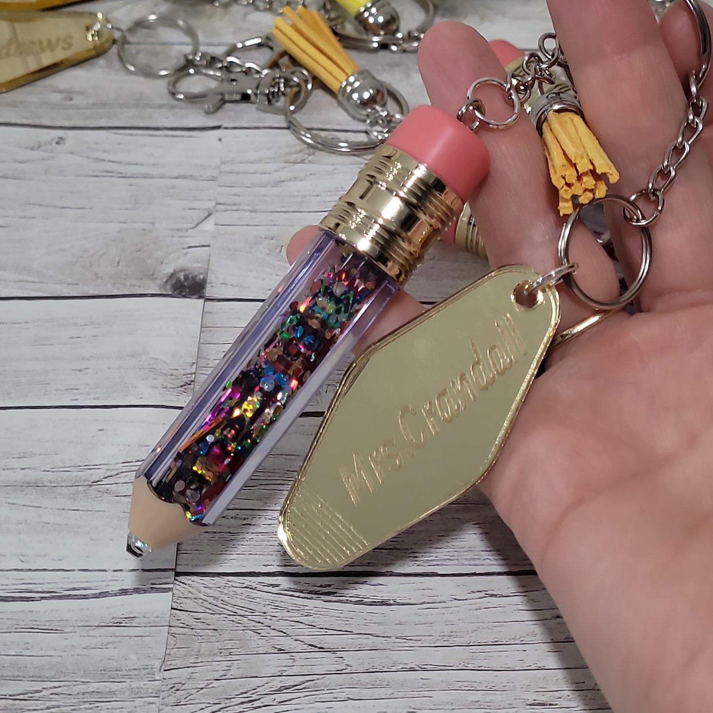 Personalized Glitter Pencil Keychain – Teacher Appreciation Gift