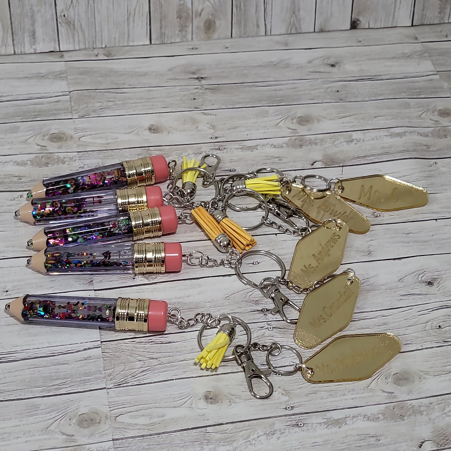 Personalized Glitter Pencil Keychain – Teacher Appreciation Gift