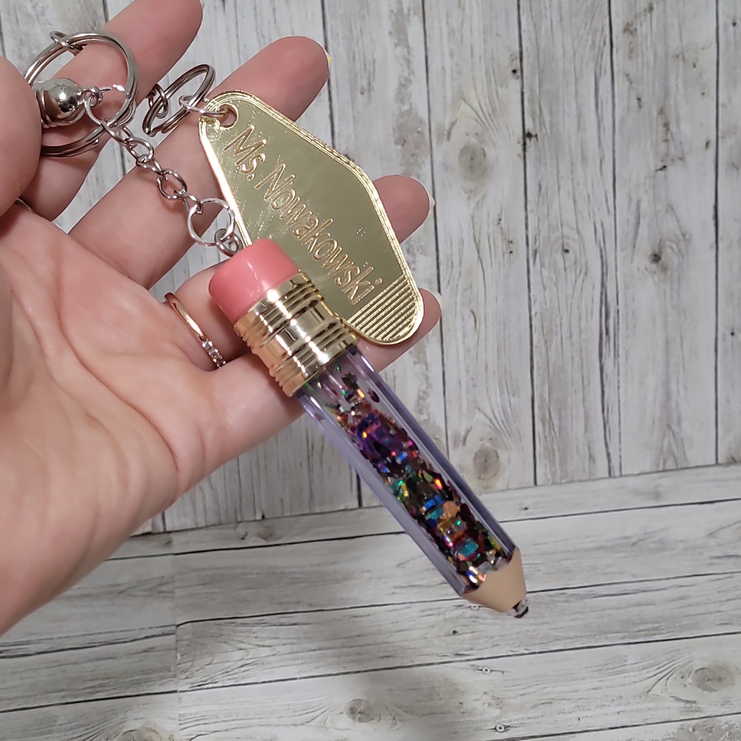 Personalized Glitter Pencil Keychain – Teacher Appreciation Gift