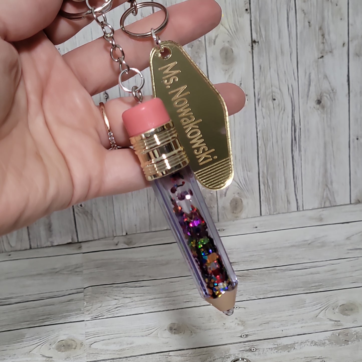 Personalized Glitter Pencil Keychain – Teacher Appreciation Gift