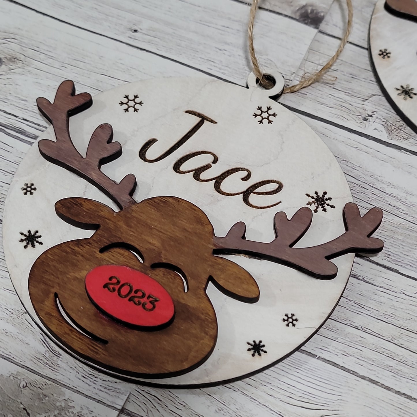 Personalized Reindeer Christmas Ornament – Custom Name & Year