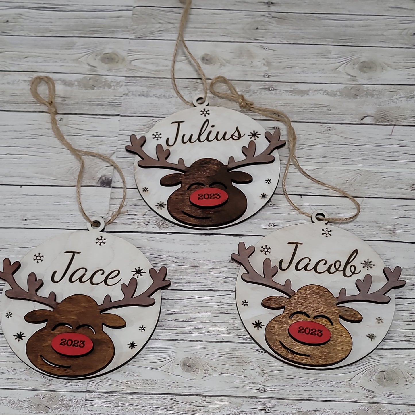 Personalized Reindeer Christmas Ornament – Custom Name & Year