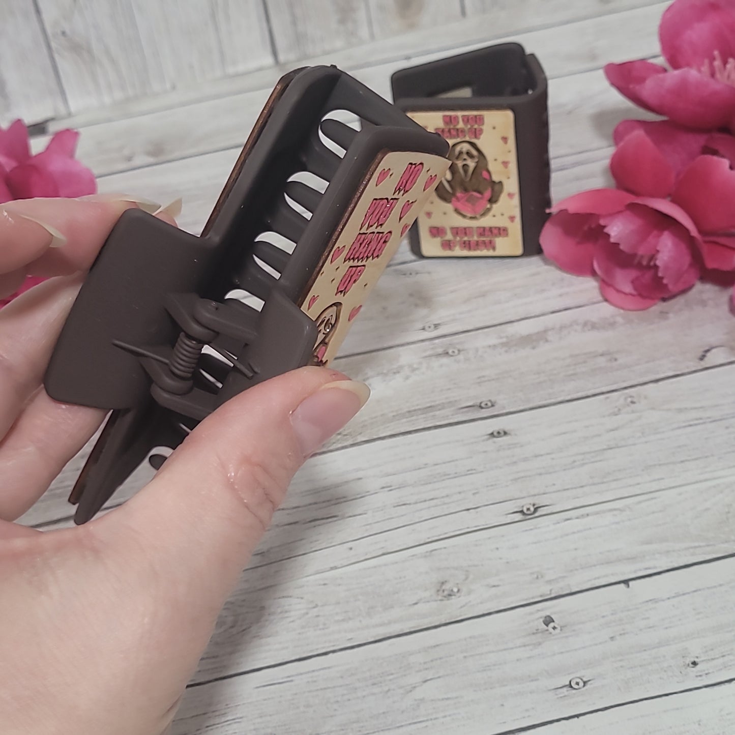 “No You Hang Up” Scream-Inspired Hair Clip – Horror Valentine Accessory