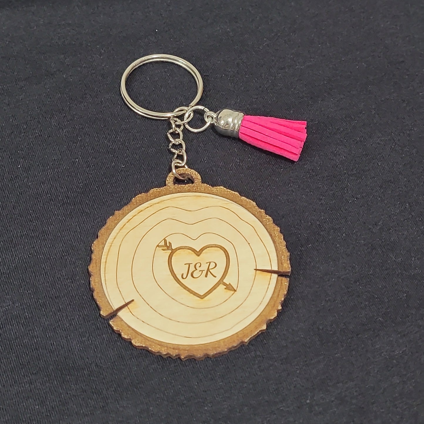 Personalized Wooden Keychain with Custom Initials – Rustic Couples Gift