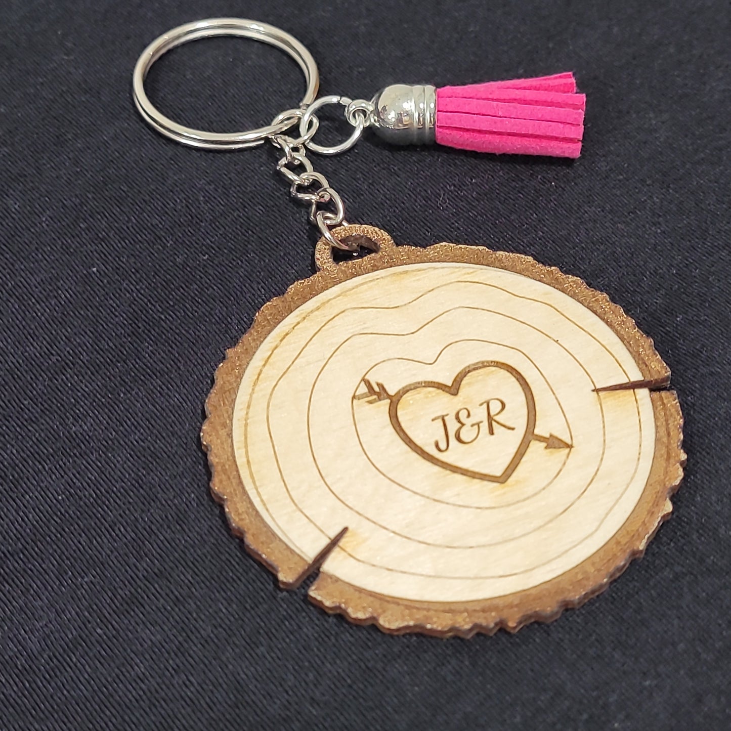 Personalized Wooden Keychain with Custom Initials – Rustic Couples Gift