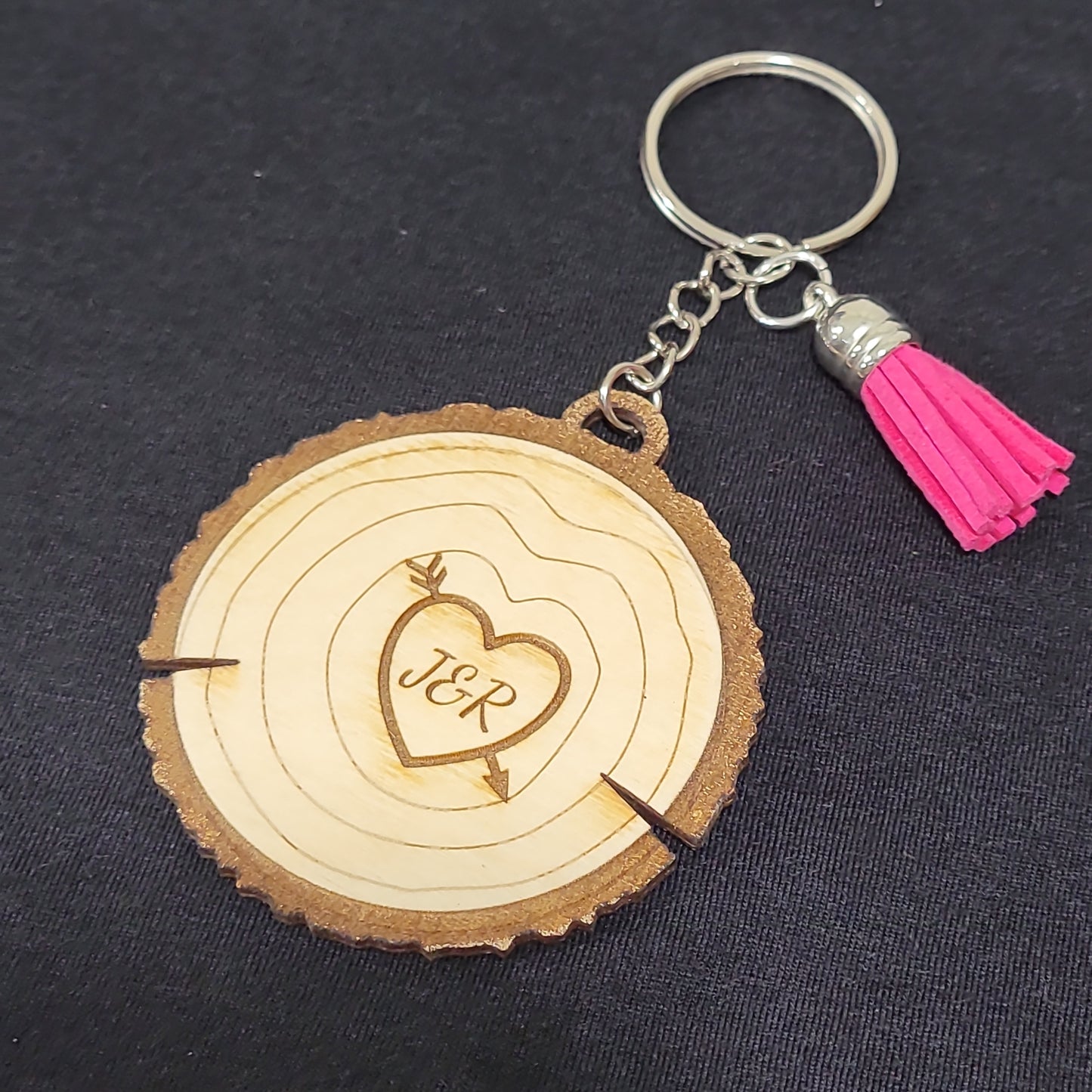 Personalized Wooden Keychain with Custom Initials – Rustic Couples Gift