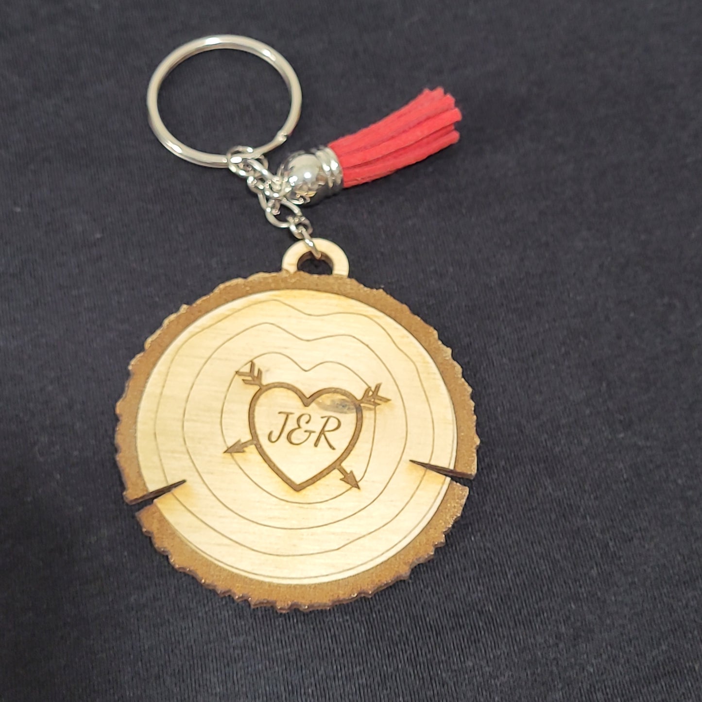 Personalized Wooden Keychain with Custom Initials – Rustic Couples Gift
