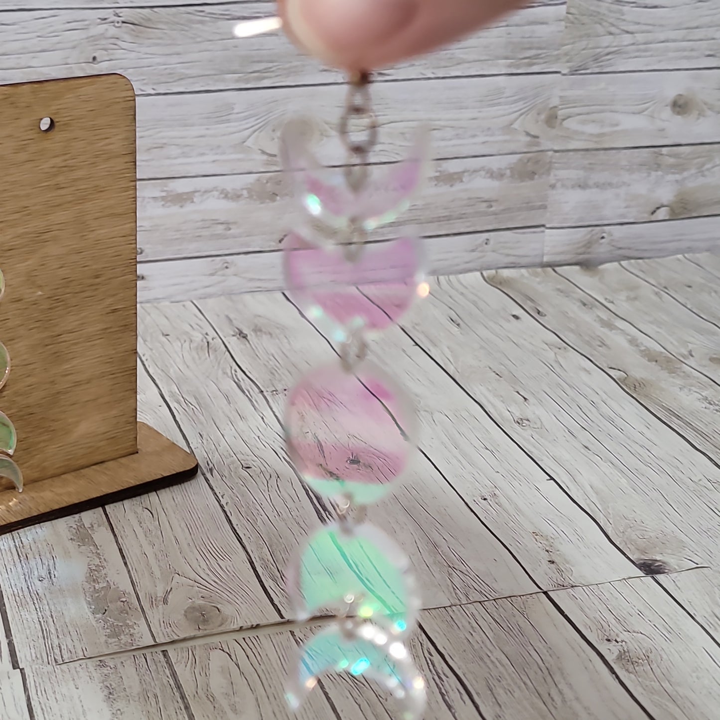 Moon Phase Dangle Earrings – Iridescent Lunar Jewelry
