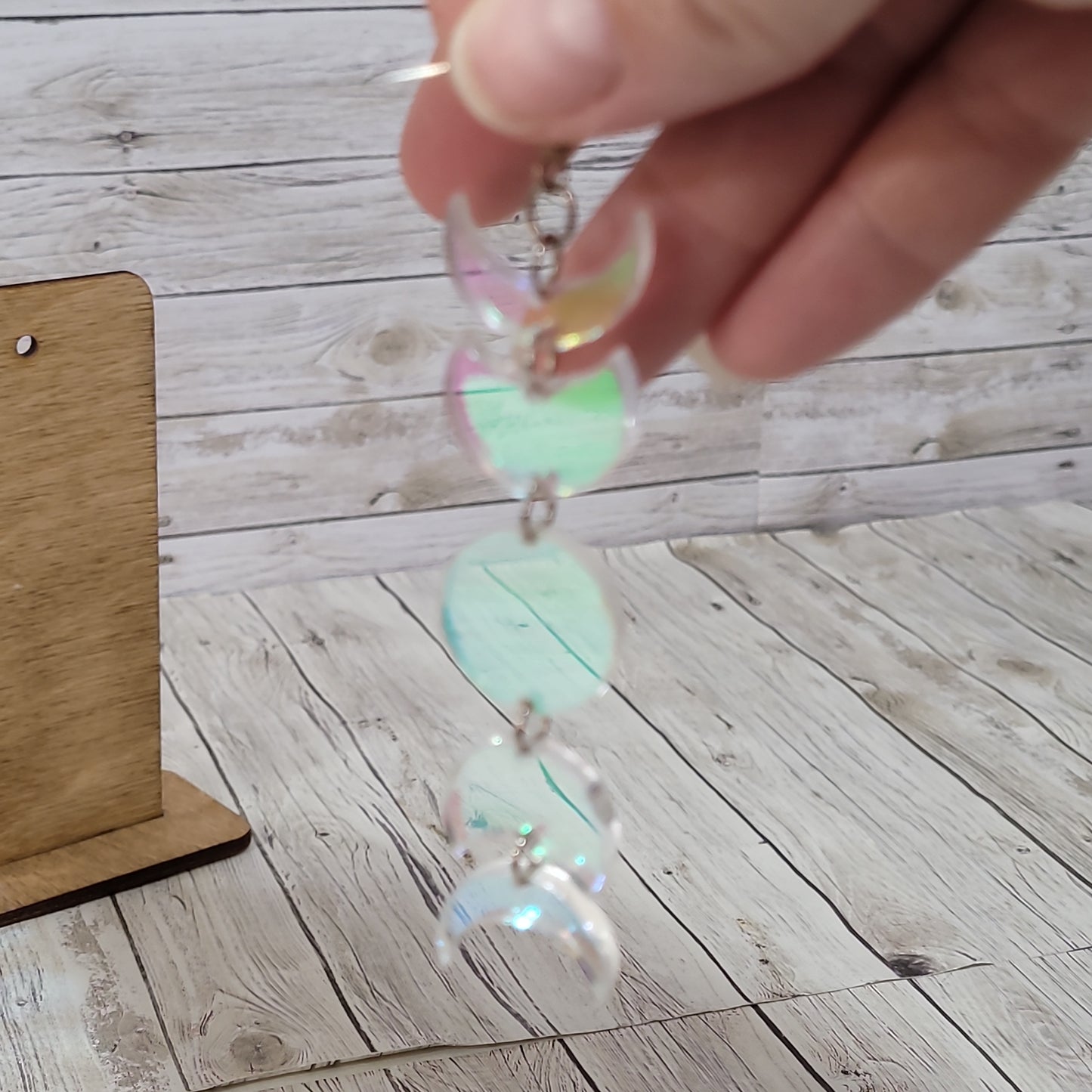 Moon Phase Dangle Earrings – Iridescent Lunar Jewelry