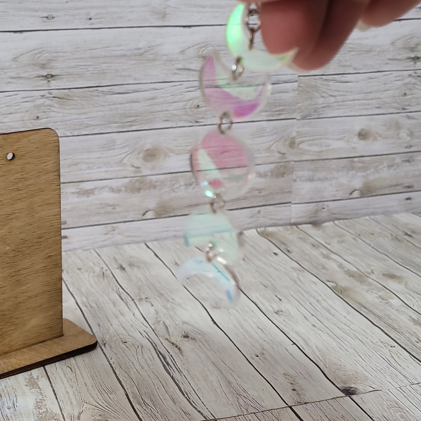 Moon Phase Dangle Earrings – Iridescent Lunar Jewelry
