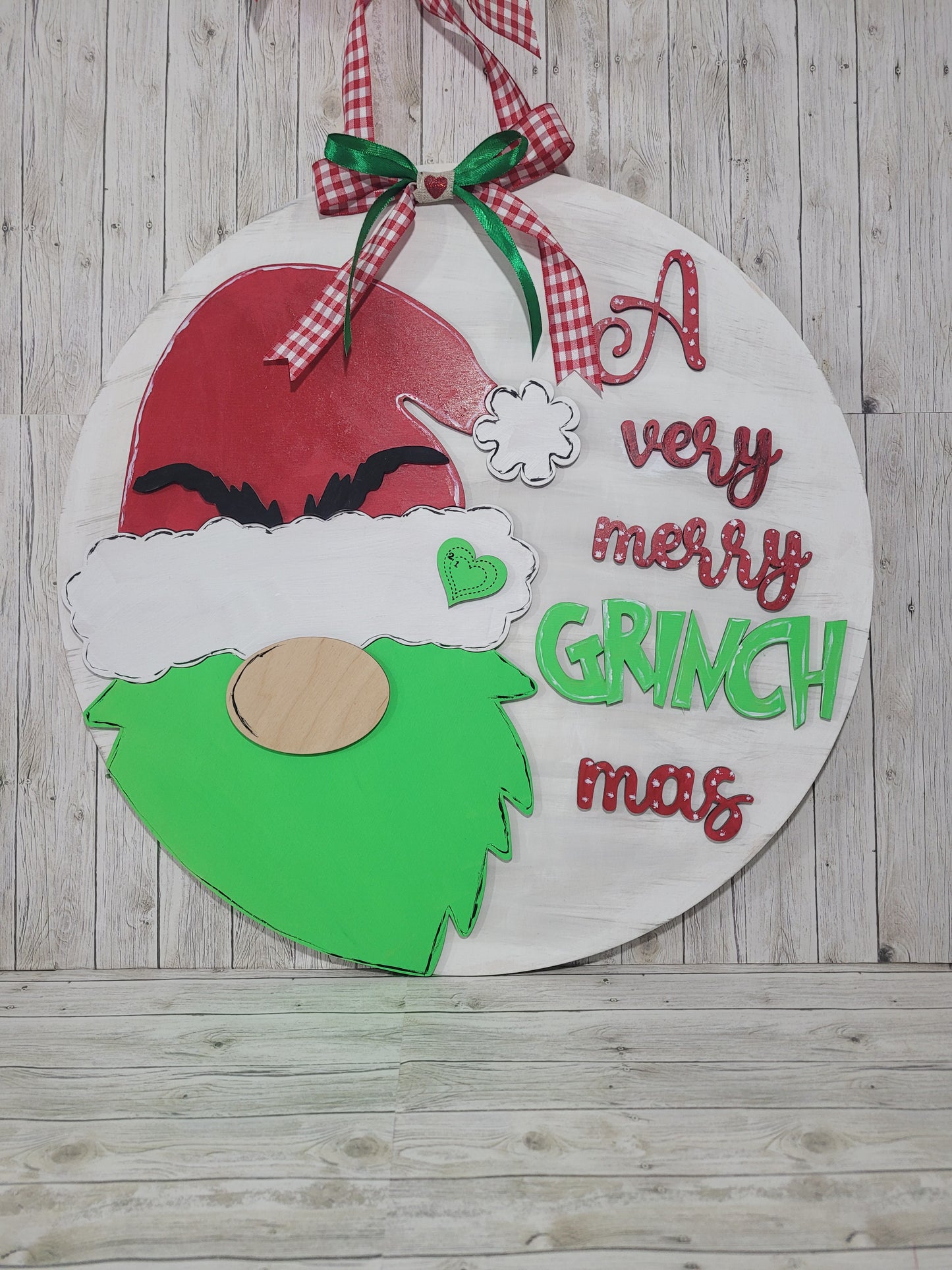 A Very Merry Grinchmas Wooden Door Hanger – Holiday Wall Sign