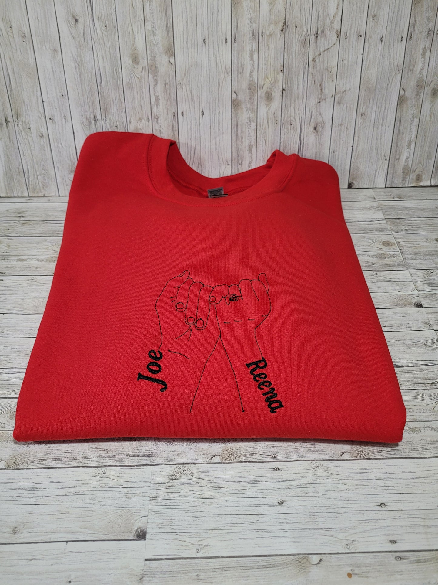 Custom Pinky Promise Embroidered Sweatshirt – Personalized Couple’s Names