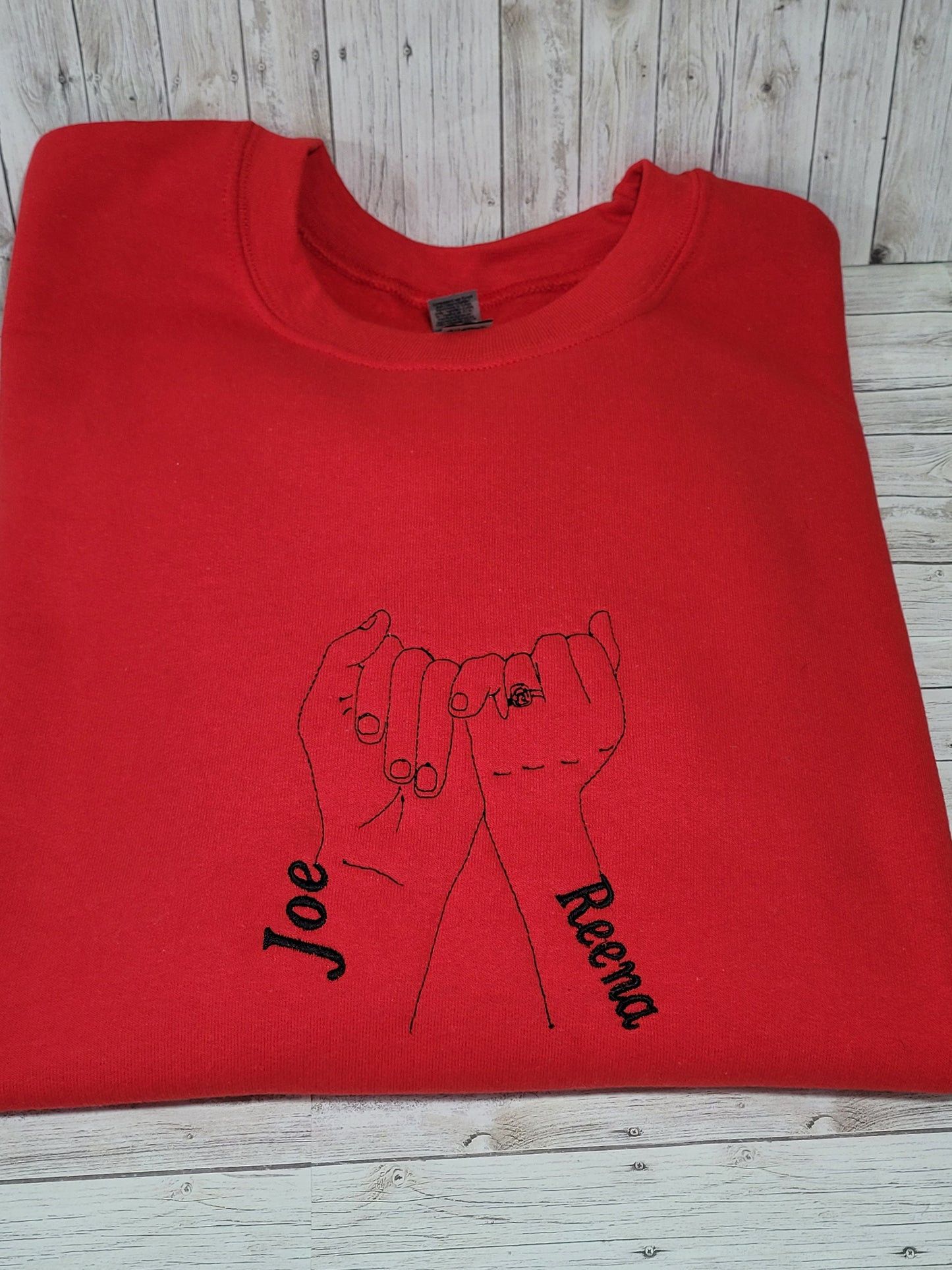 Custom Pinky Promise Embroidered Sweatshirt – Personalized Couple’s Names