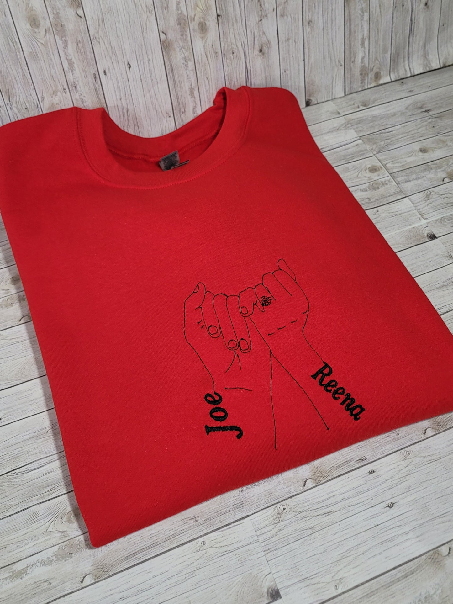 Custom Pinky Promise Embroidered Sweatshirt – Personalized Couple’s Names