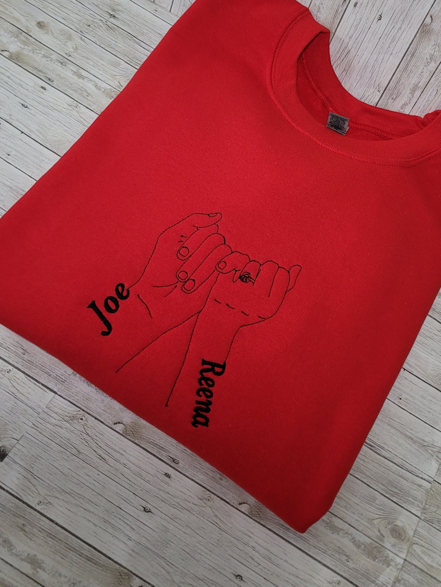 Custom Pinky Promise Embroidered Sweatshirt – Personalized Couple’s Names