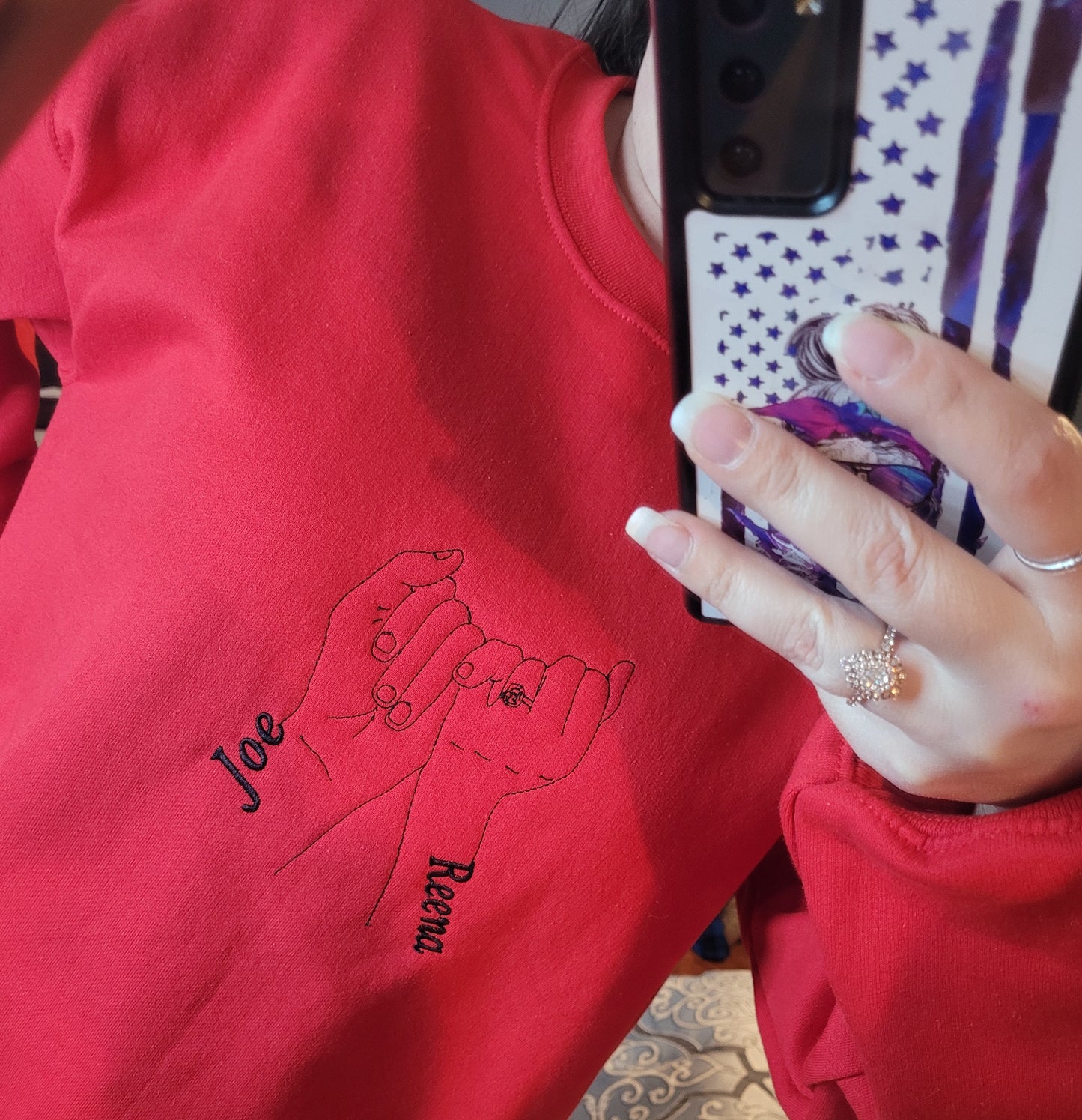 Custom Pinky Promise Embroidered Sweatshirt – Personalized Couple’s Names