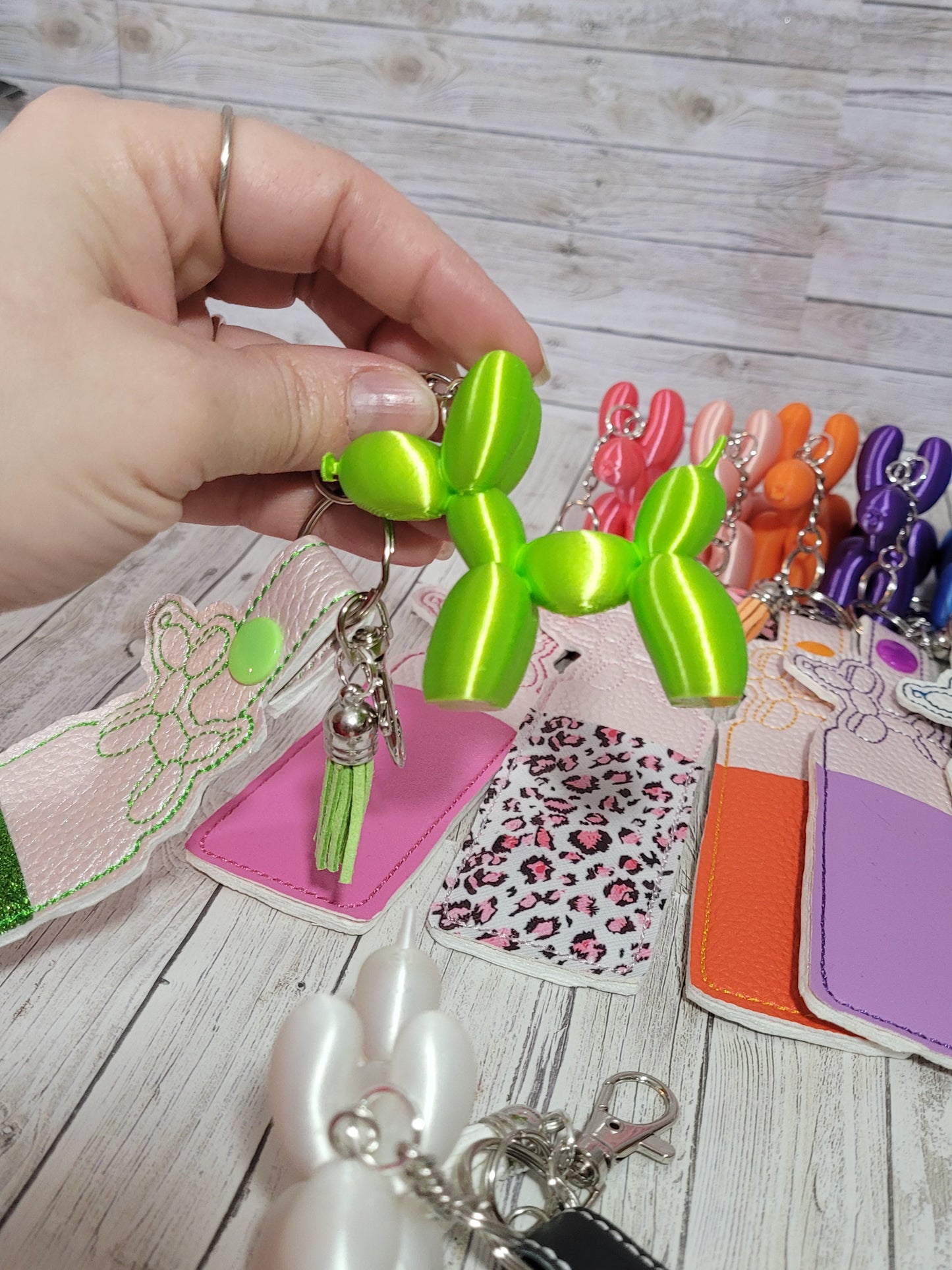 3D Printed Balloon Dog Keychain with Embroidered Chapstick Holder – Fun Gift Set