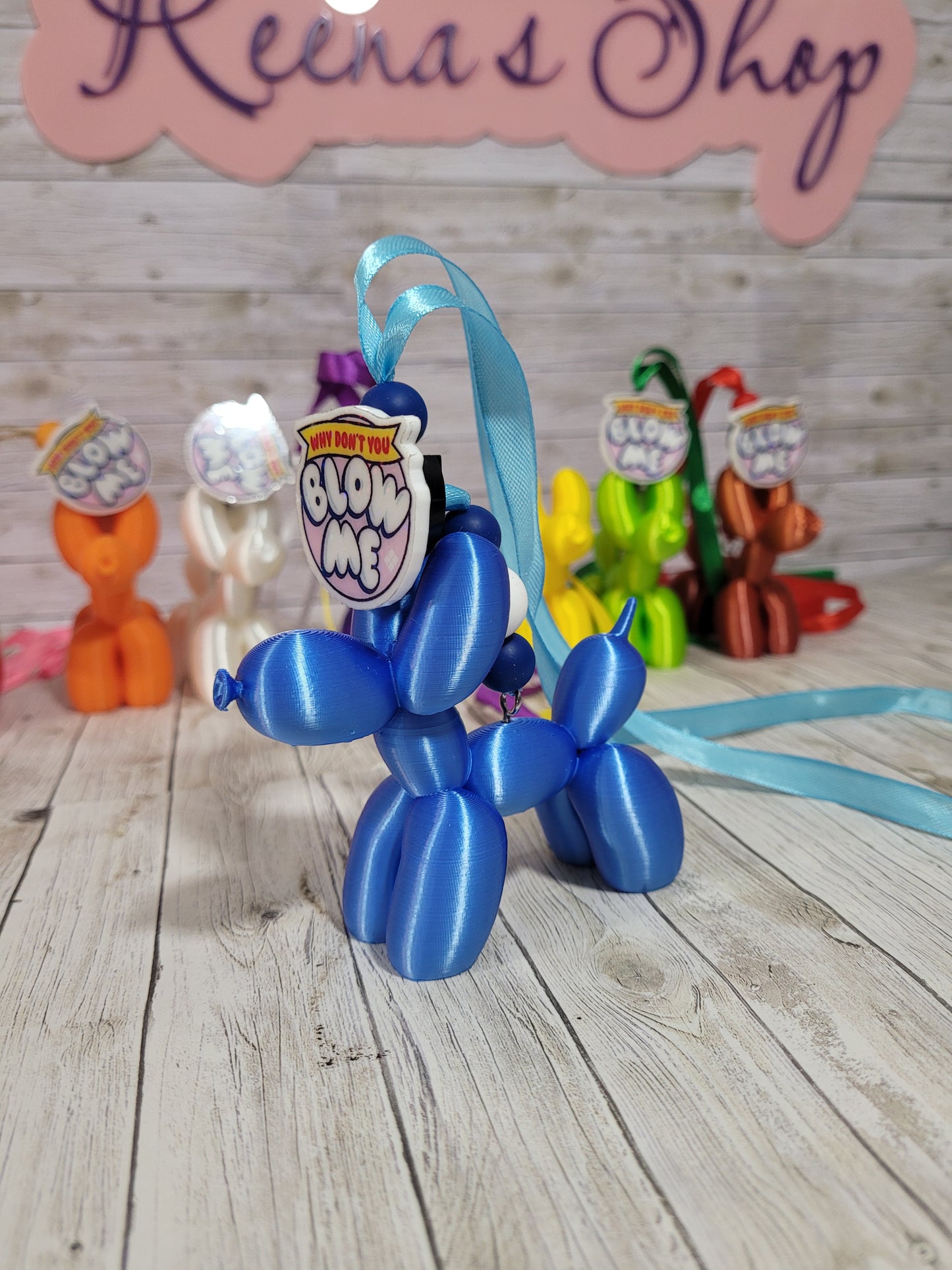 Blue Balloon Dog Rearview Mirror Charm – Funny Car Freshener