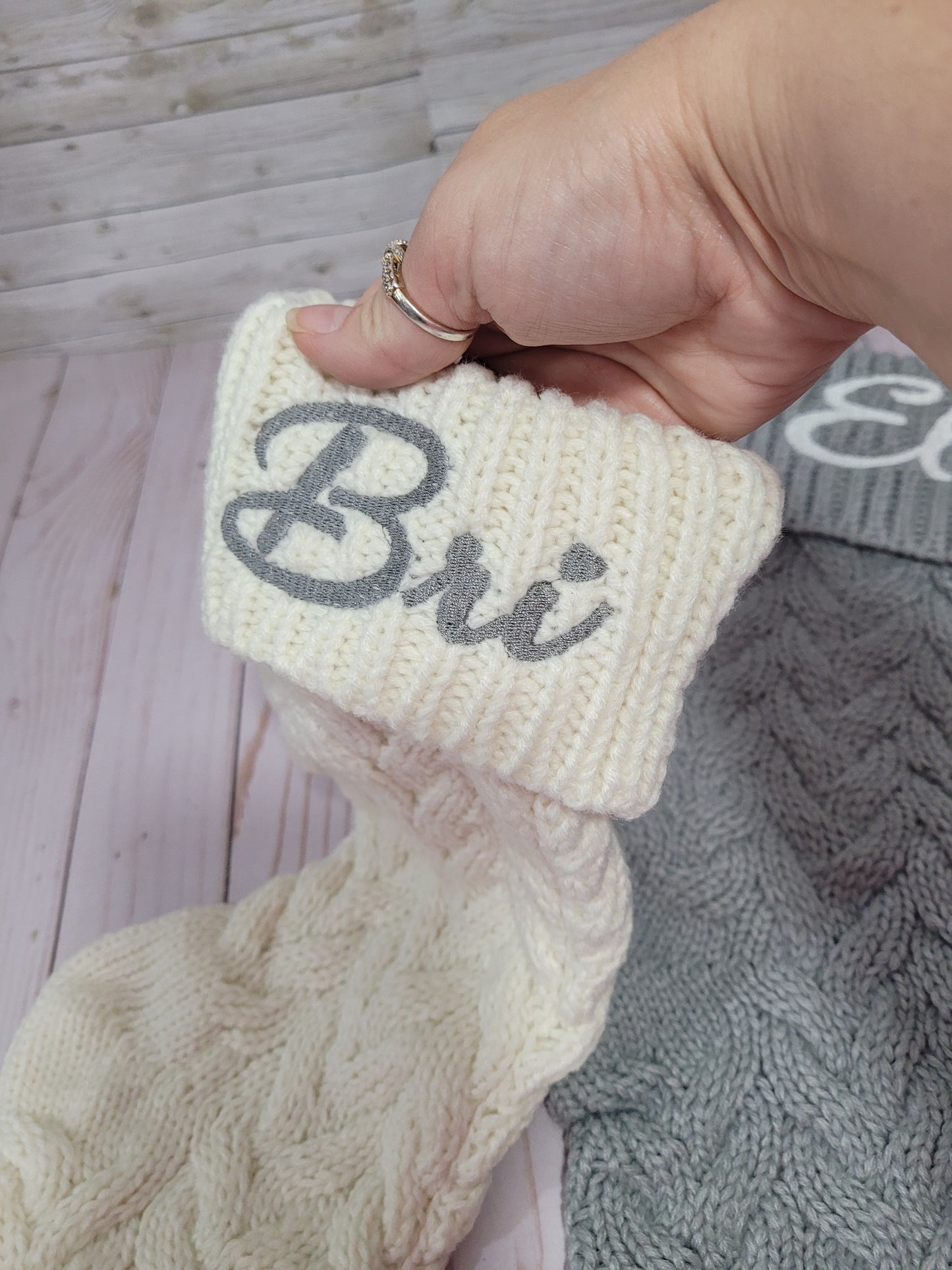 Personalized Knit Christmas Stockings – Custom Embroidered Names 🎅✨