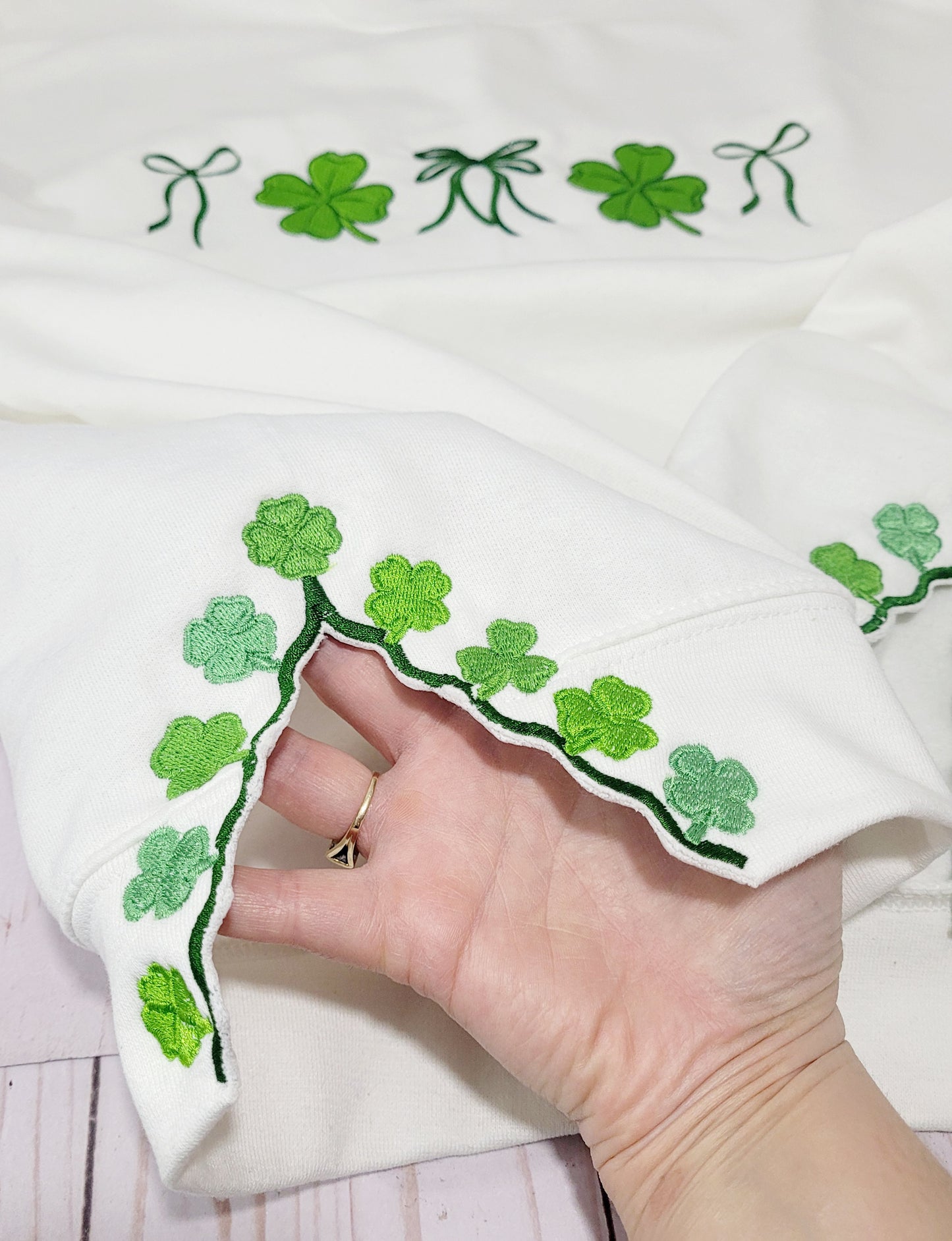 Lucky Clover Embroidered Sweater – St. Patrick’s Day Cozy Pullover 🍀