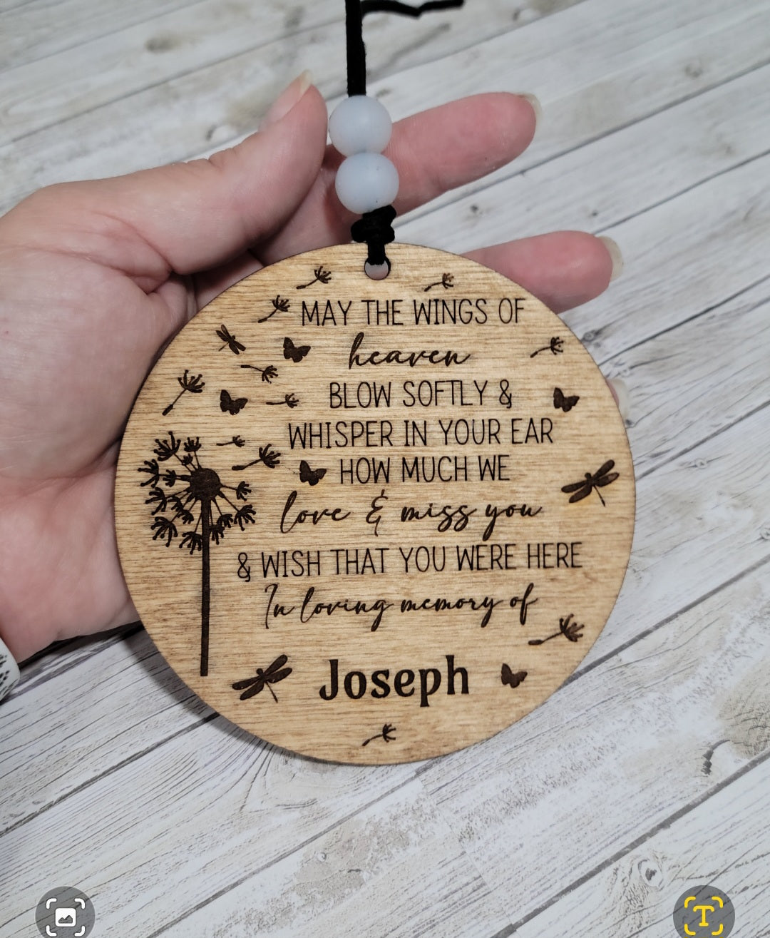 Personalized Memorial Ornament | Custom Photo or Quote | In Loving Memory Car Charm