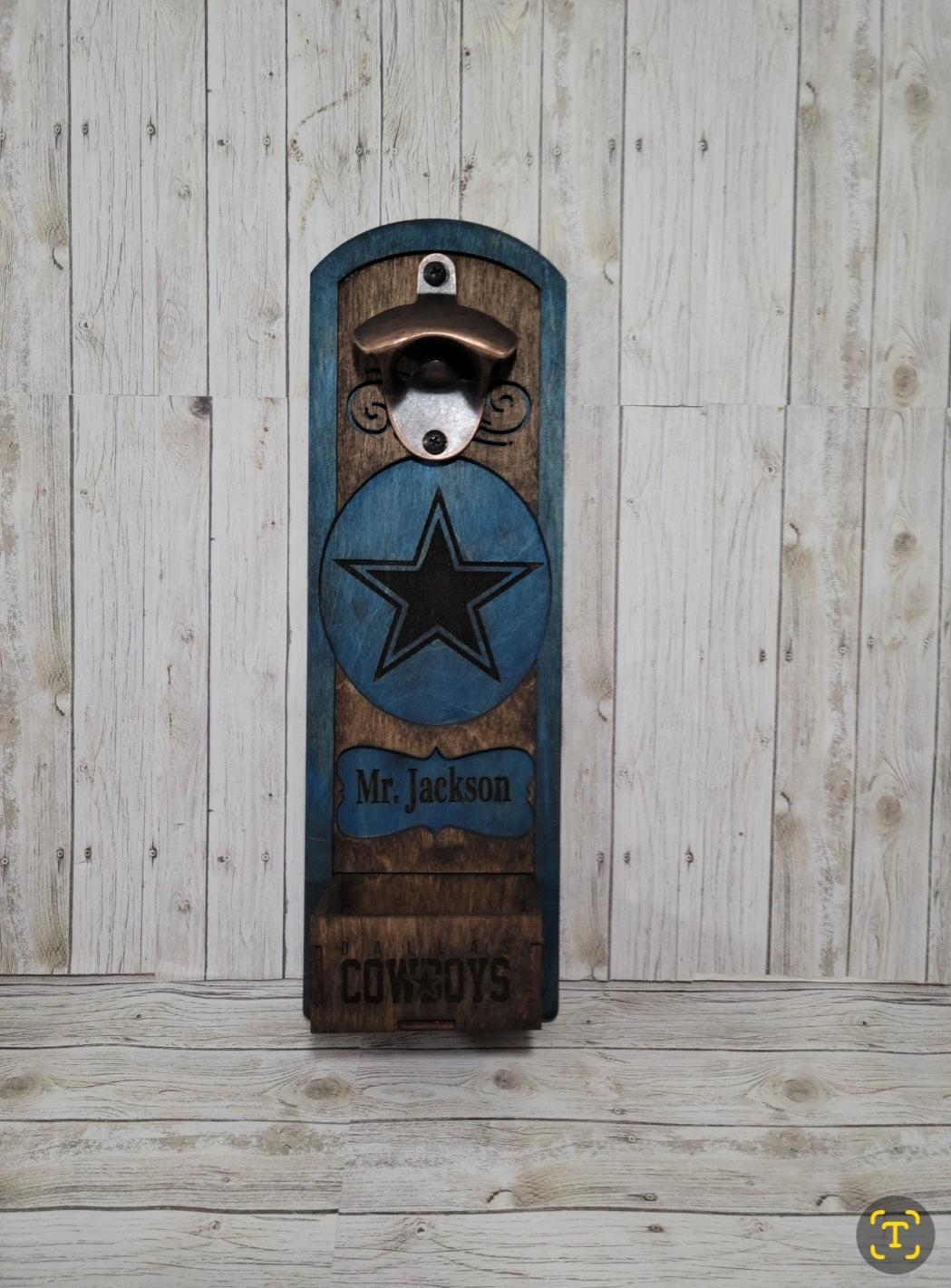 Personalized Wooden Bottle Opener – Custom Wall-Mounted Beer Opener with Catcher