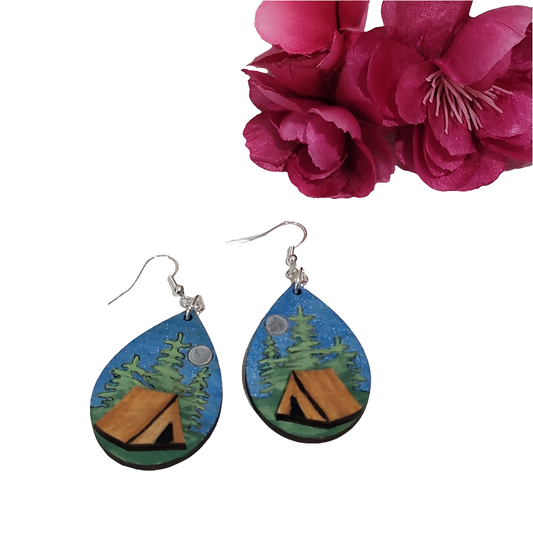 Camping Earrings, Tent Earrings
