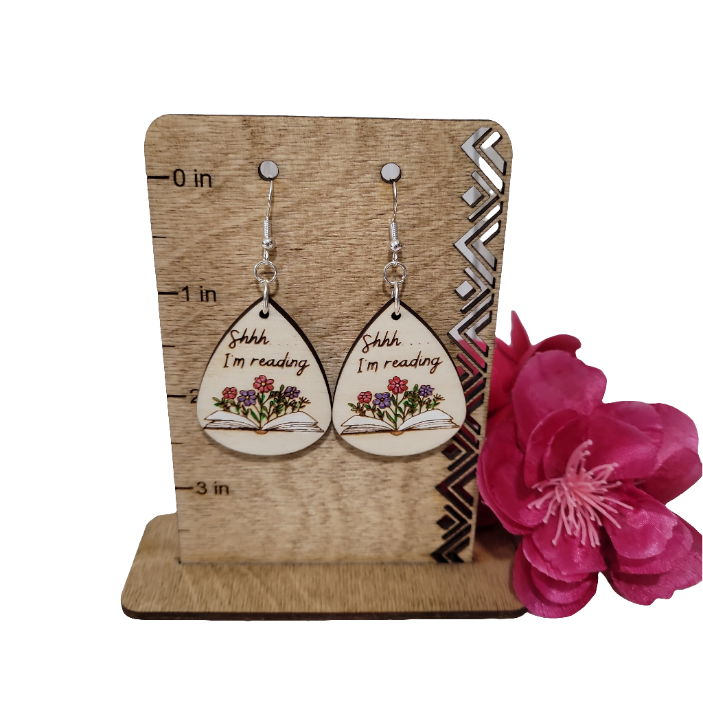 “Shhh I’m Reading” Earrings – Book Lover Gift Jewelry 📚✨