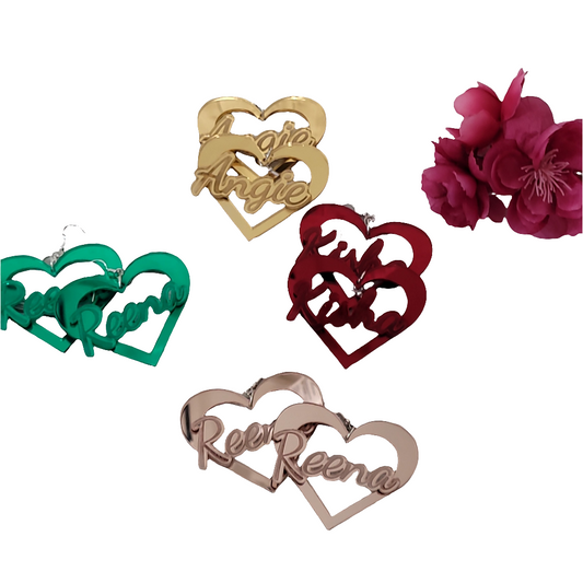 Heart Shaped Earrings, Name Plate Earring