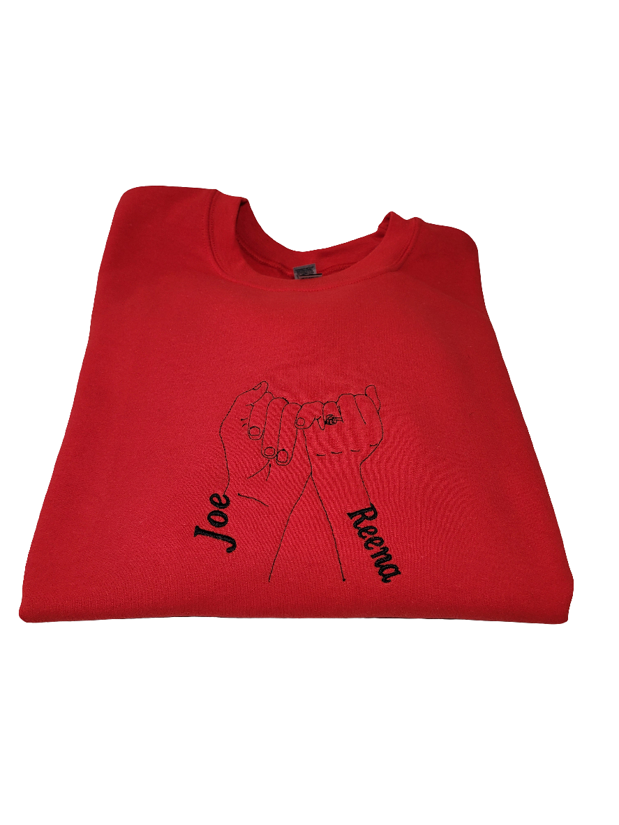 Custom Pinky Promise Embroidered Sweatshirt – Personalized Couple’s Names