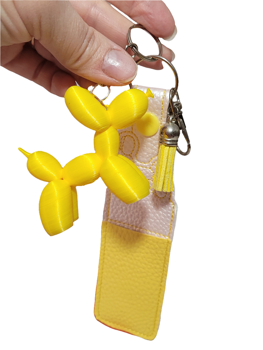 3D Printed Balloon Dog Keychain with Embroidered Chapstick Holder – Fun Gift Set