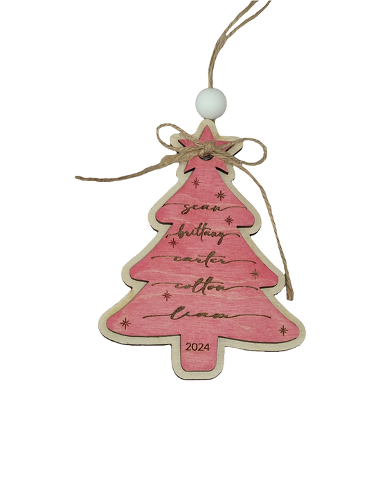 Personalized Family Name Christmas Tree Ornament – Custom Wooden Keepsake 🎄✨